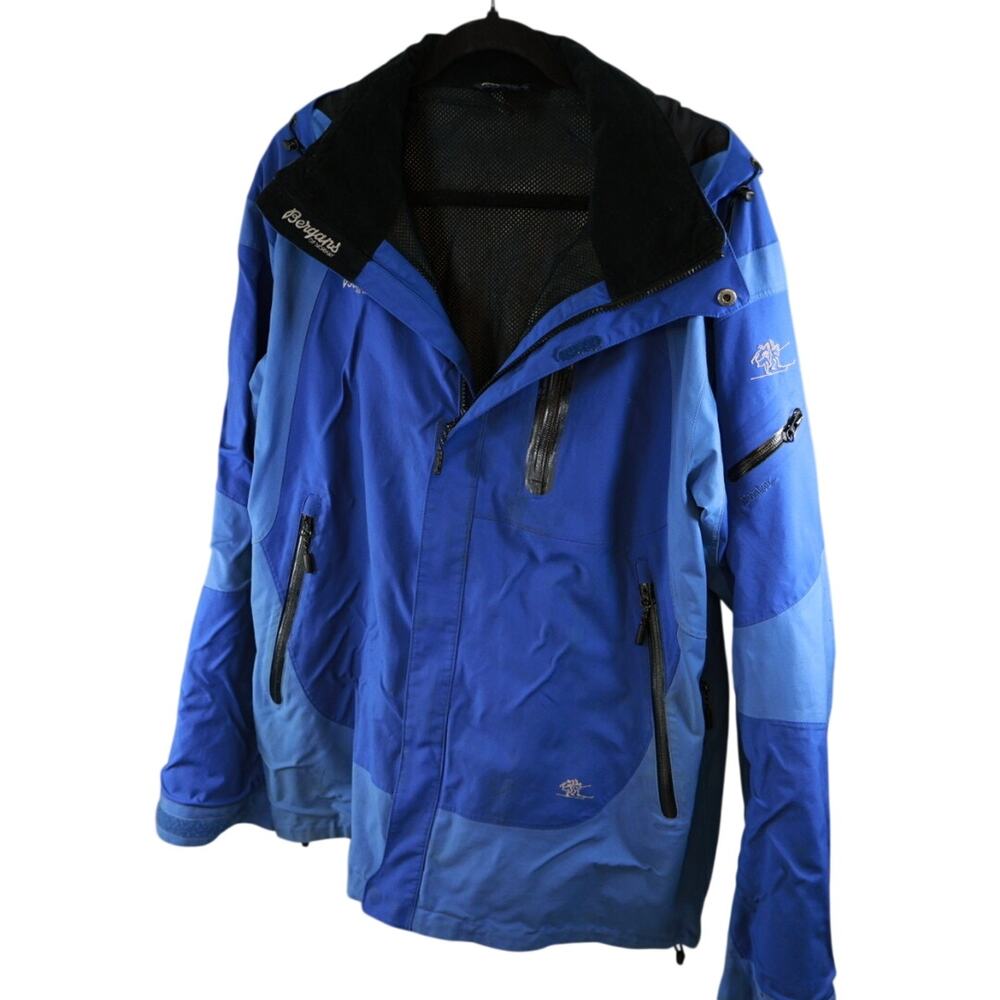 Bergans of Norway XL Ski Jacket RECCO Blue Hooded Alpine Snowboard Gorpcore